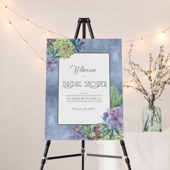 Succulents and Sparkle Shower Welcome V1 Bl ID515 Foam Board