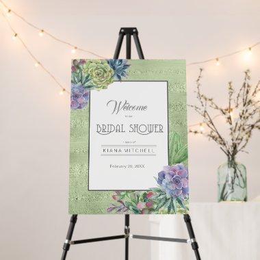 Succulents and Sparkle Shower Welcome V1 Gr ID515 Foam Board