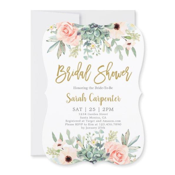 Succulents Bridal Shower Invitations