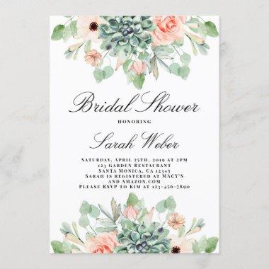 Succulents Bridal Shower Invitations