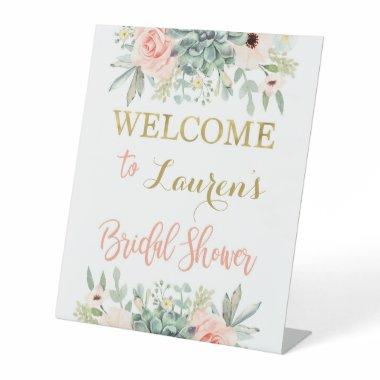 Succulents Bridal Shower welcome Pedestal Sign