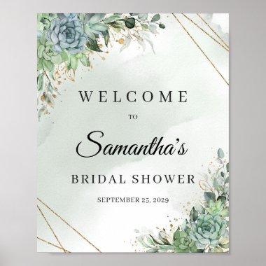 Succulents eucalyptus bridal shower welcome sign
