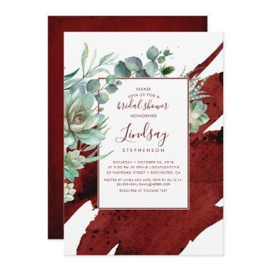 Succulents Greenery Burgundy Red