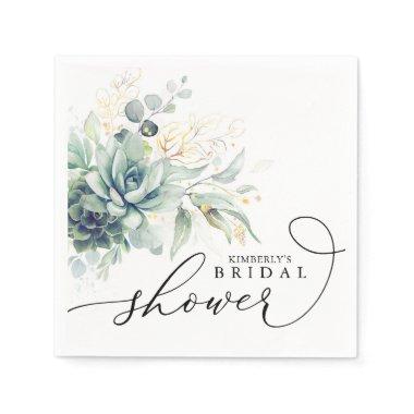 Succulents Greenery Elegant Bridal / Baby Shower Napkins