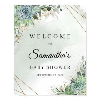 Succulents greenery gold  welcome poster