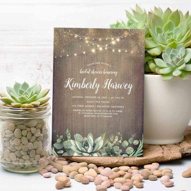 Succulents Greenery Rustic Country Bridal Shower Invitations