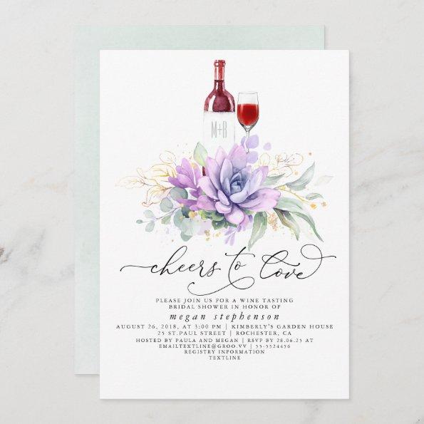 Succulents Greenery Wine Tasting Bridal Shower Inv Invitations
