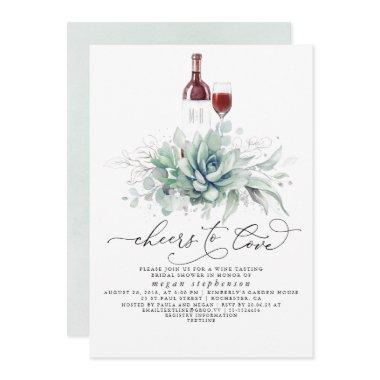 Succulents Greenery Wine Tasting Bridal Shower Inv Invitations