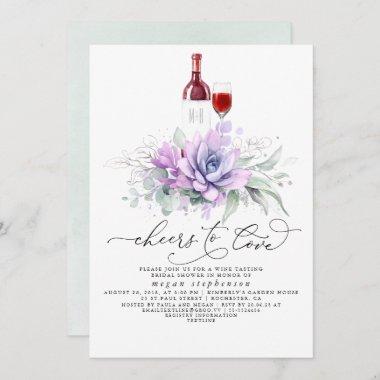Succulents Greenery Wine Tasting Bridal Shower Invitations
