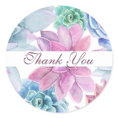 Succulents Marble Chic  Fiesta Favor Classic Round Sticker