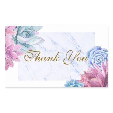 Succulents Marble Chic  Fiesta Favor Rectangular Sticker