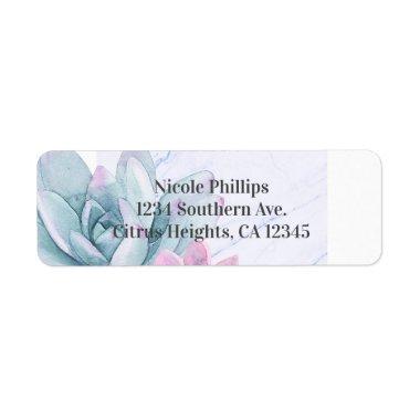 Succulents Modern Chic Marble Bridal Shower Fiesta Label