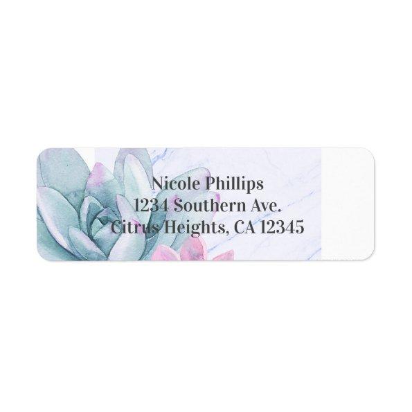 Succulents Modern Chic Marble  Fiesta Label