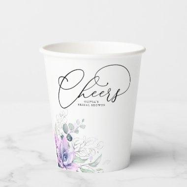 Succulents Silver Greenery Leaves Elegant Modern Paper Cups