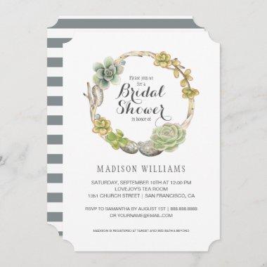 Succulents, Twigs and Stones | Bridal Shower Invitations