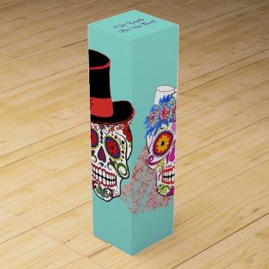 Sugar Skulls Bride & Groom Until Death Do Us Party Wine Gift Box