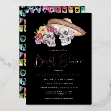 Sugar Skulls Day of the Dead Bridal Shower Foil Invitations