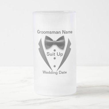 Suit Up Groomsman Frosted Glass Mug