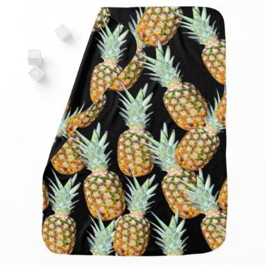 summer aloha hawaiian tropical fruit pineapple baby blanket