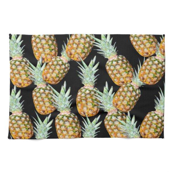 summer aloha hawaiian tropical fruit pineapple kitchen towel