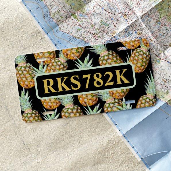 summer aloha hawaiian tropical fruit pineapple license plate