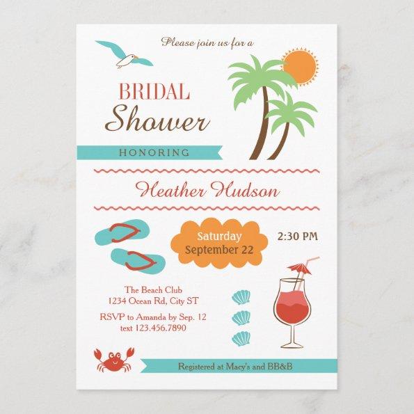 Summer Beach Bridal Shower Invitations