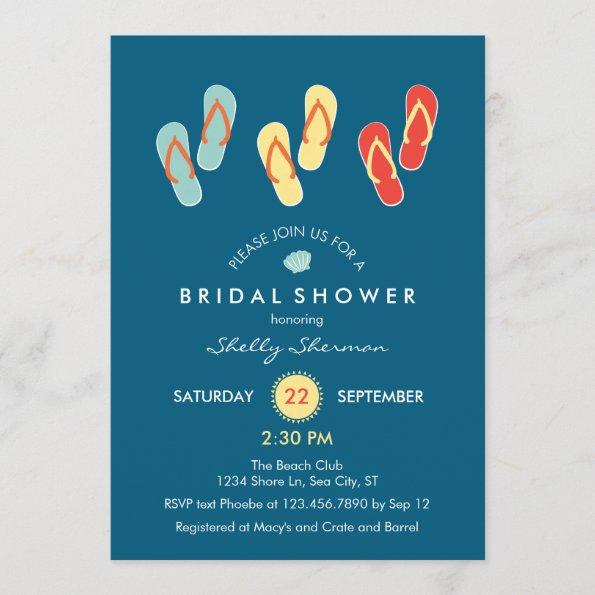 Summer Beach Flip Flops Bridal Shower Invitations