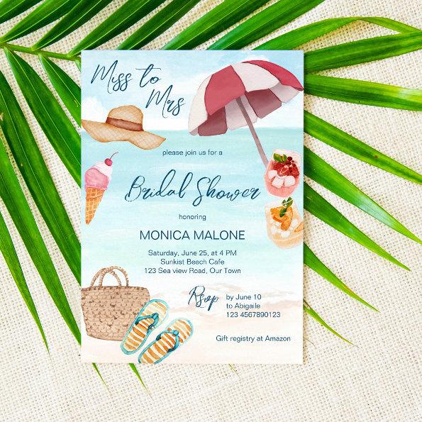 Summer beach pool tropical bridal shower Invitations