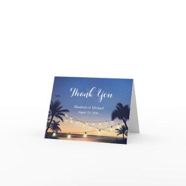 Summer Beach Sunset String Lights Thank You Invitations