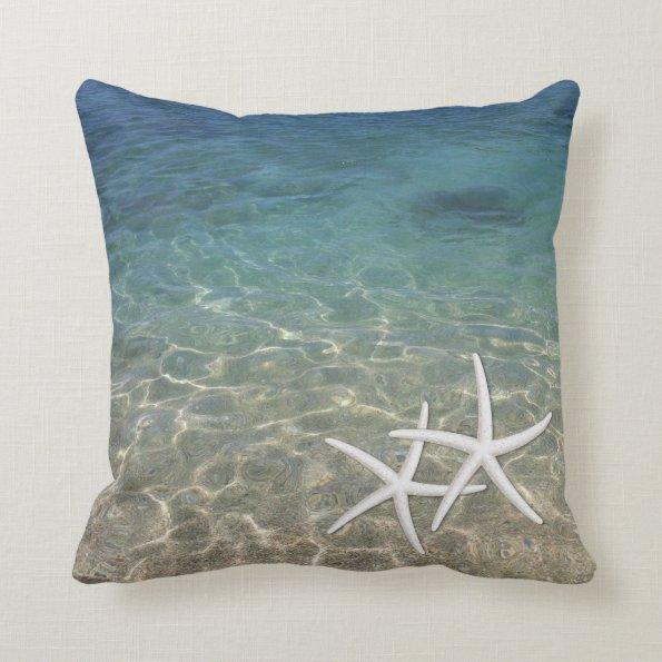 Summer Beach Tropical Blue Ocean Starfish Throw Pillow
