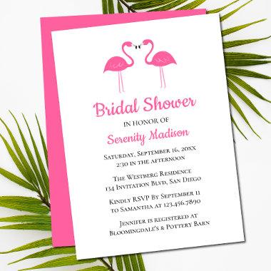 Summer Beach Tropical Pink Flamingo Bridal Shower Invitations