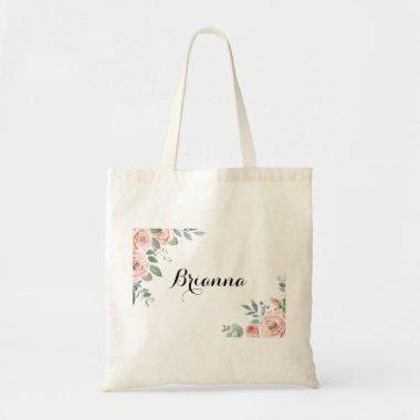 Summer Breeze Floral Calligraphy Bridesmaid Tote Bag
