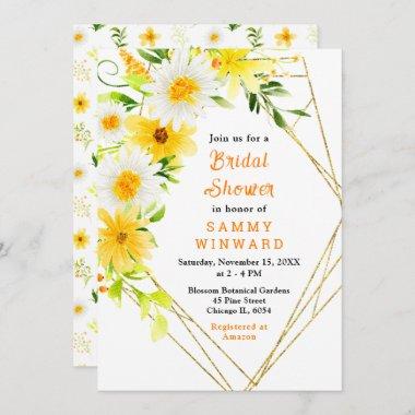 Summer Daisies Floral Bridal Shower Invitations