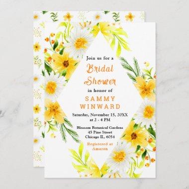 Summer Daisies Floral Bridal Shower Invitations