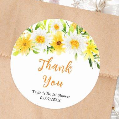 Summer Daisies Floral  Thank You Classic Round Sticker