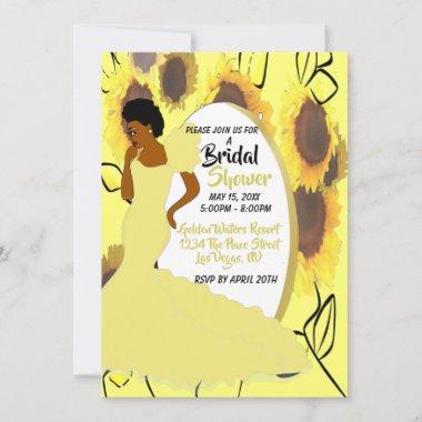 Summer Daisy Floral African American Bridal Shower Invitations