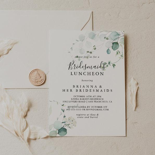 Summer Eucalyptus Bridesmaids Luncheon Shower Invitations