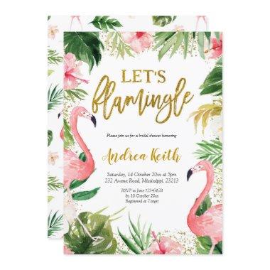 Summer Flamingo Tropical Bridal Shower Invitations