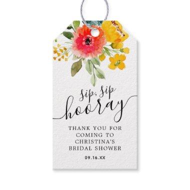 Summer Florals Sip Sip Hooray Bridal Shower Gift Tags