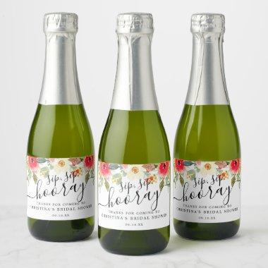 Summer Florals Sip Sip Hooray Bridal Shower Sparkling Wine Label