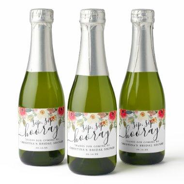 Summer Florals Sip Sip Hooray  Sparkling Wine Label