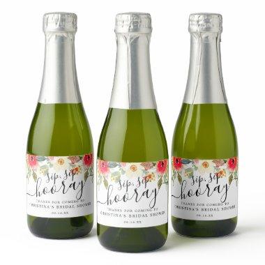 Summer Florals Sip Sip Hooray Bridal Shower Sparkling Wine Label