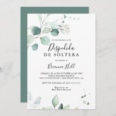 Summer Green Eucalyptus Spanish Bridal Shower Invitations