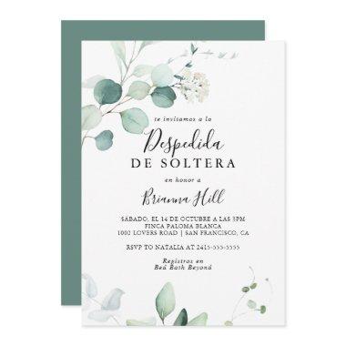 Summer Green Eucalyptus Spanish Bridal Shower Invitations