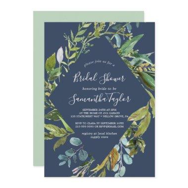 Summer Greenery Navy Diamond Wreath