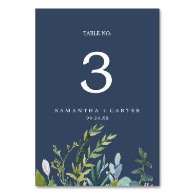 Summer Greenery | Navy Table Number