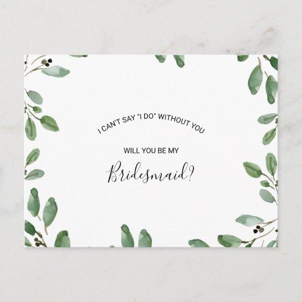 Summer Greenery Tropical Eucalyptus Bridesmaid Invitation PostInvitations