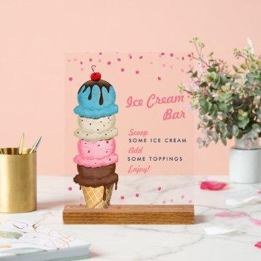 Summer Ice Cream Bar  Acrylic Sign