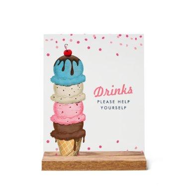 Summer Ice Cream Drinks  Acrylic Sign