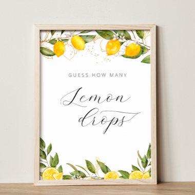 Summer Lemon Bridal Shower How Many Lemon Drops Poster